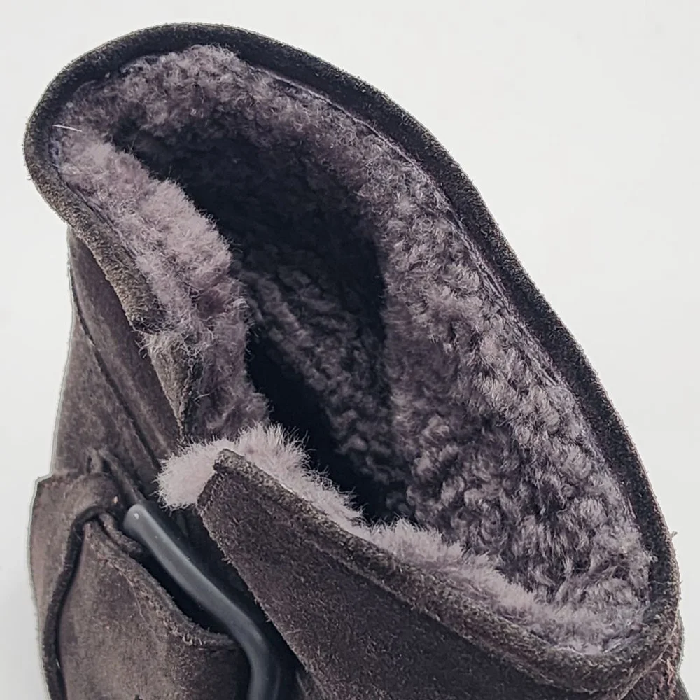 SIGERSON MORRISON $525 Suna 2 Gray Shearling Buckle Suede Ankle Booties Size 7‎
